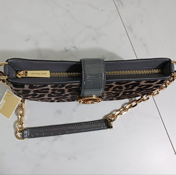 Michael Kors Carmen Small Pouchette Heather Gray with Haircalf - Picture 7 of 8